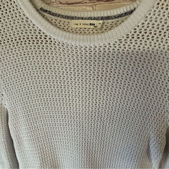Rag & Bone White Crew Neck Open Knit Minimalist Coastal Academia Sweater Size XS - Picture 2 of 9